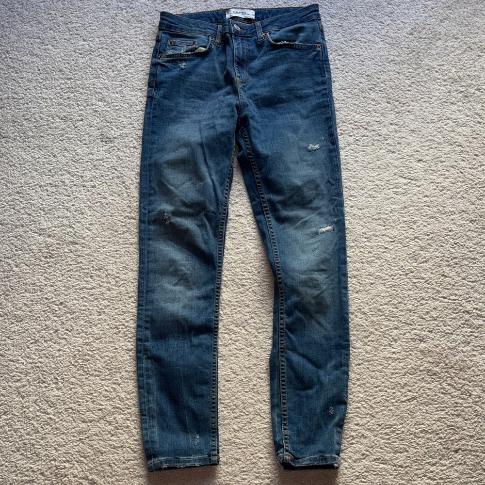 Zara Distressed Blue Skinny Jeans